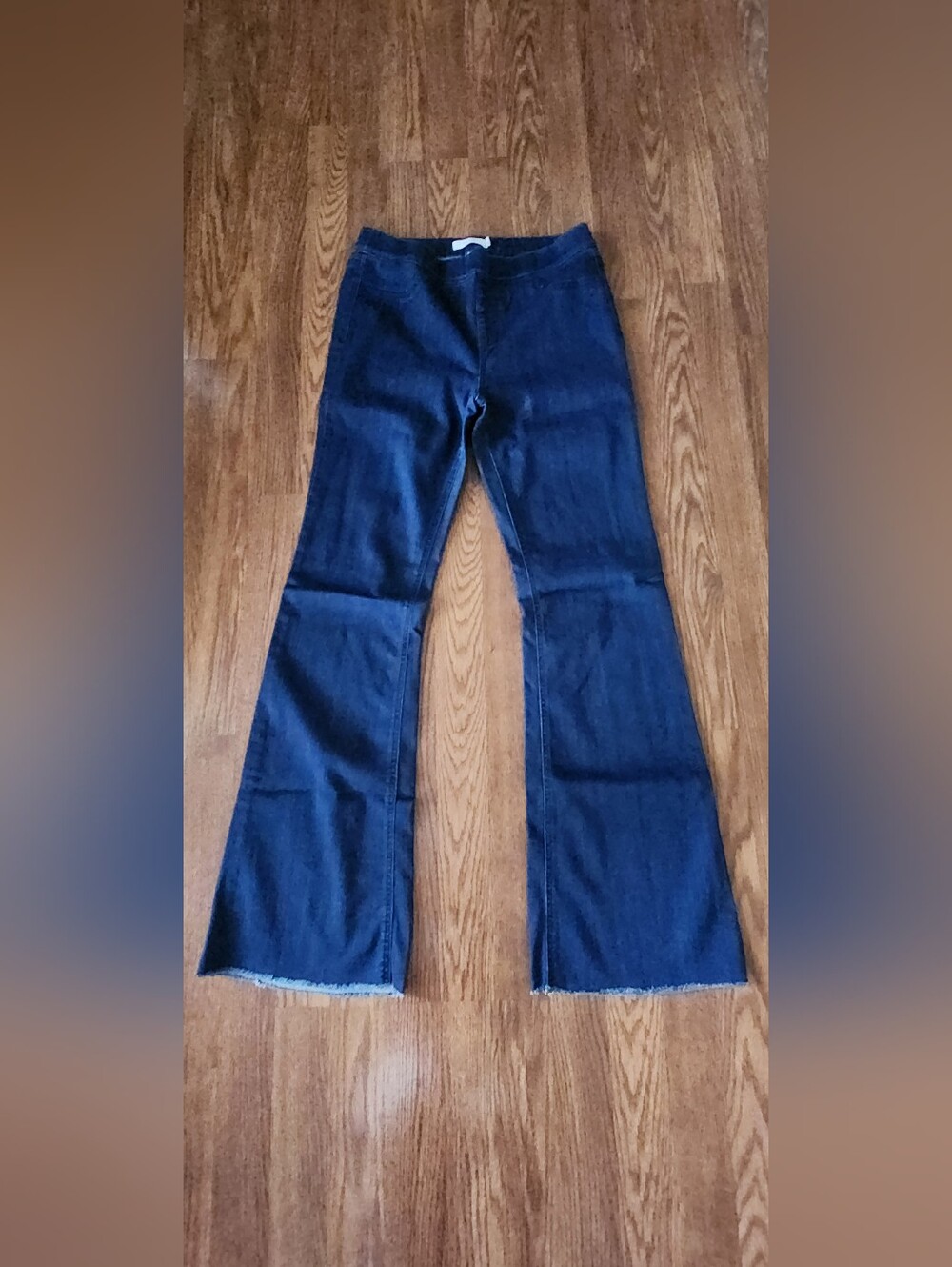 Cello Dark Blue Flared Jeans with Raw Hem
